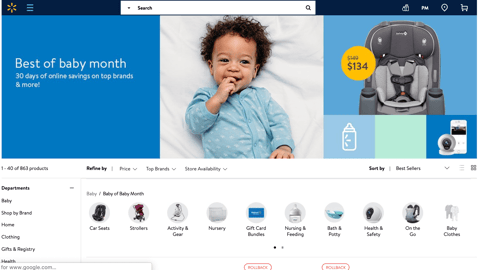 Walmart 'Best of Baby Month' Web Page